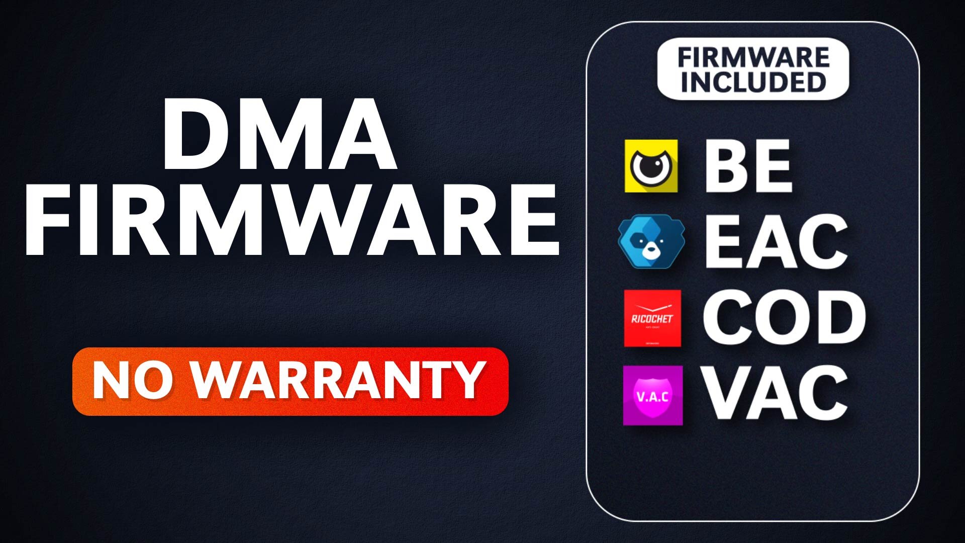 Emulated 1:1 FW BE/COD/VAC. 6 Month Warranty 