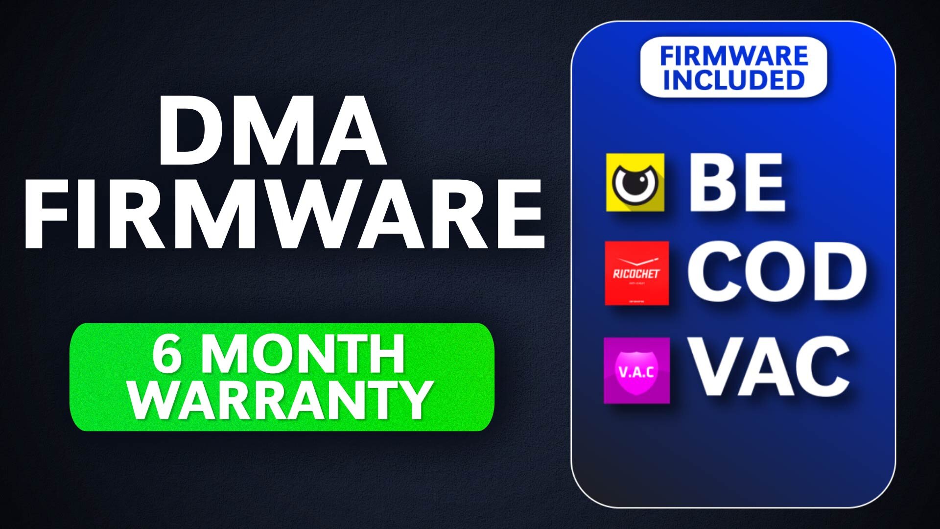 Emulated 1:1 FW BE/COD/VAC. 6 Month Warranty 