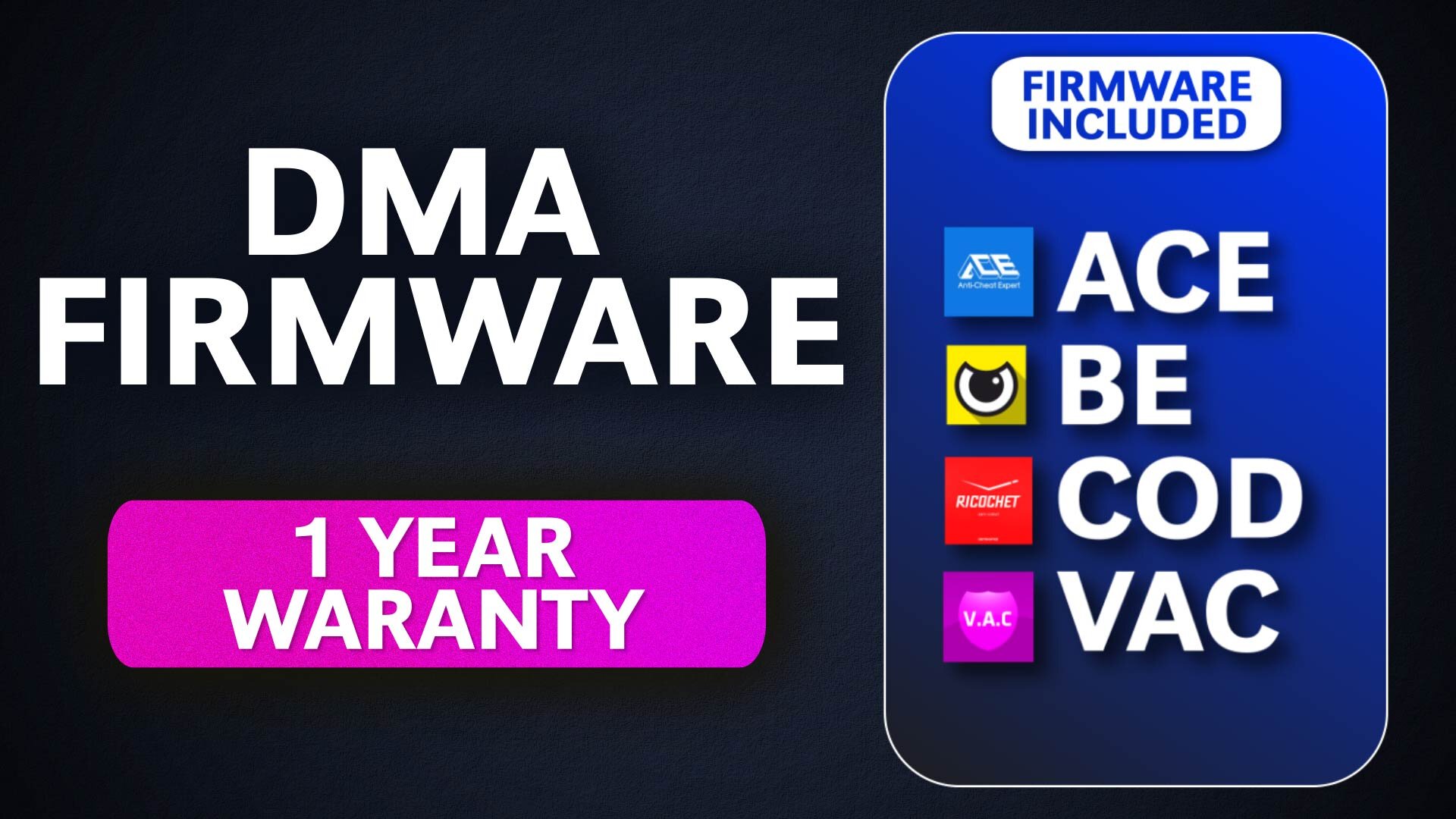 ACE/BE/COD/VAC 1 Year Warranty