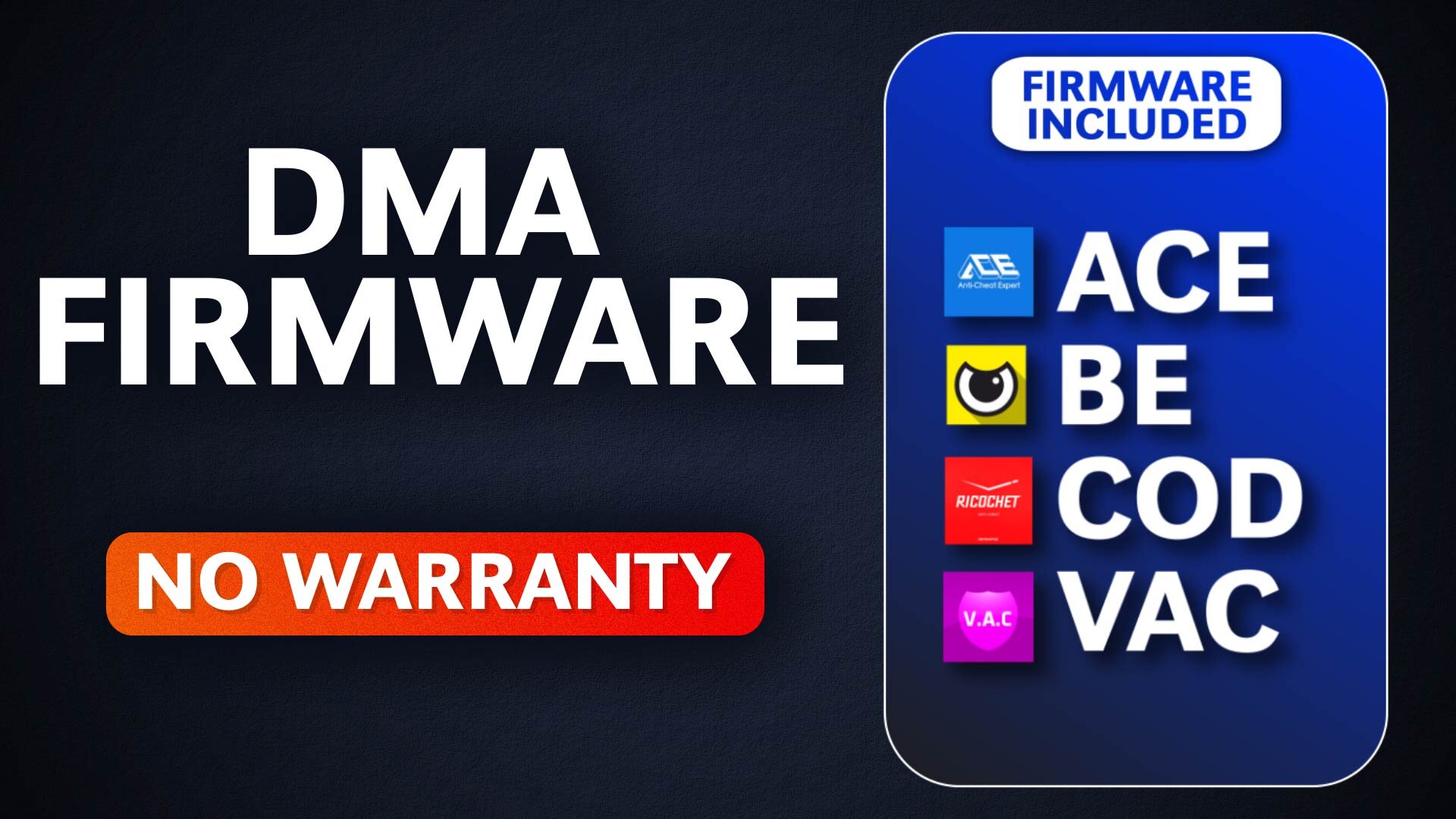 ACE/BE/COD/VAC No Warranty